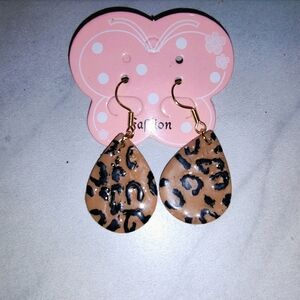 Handmade Leopard Print Teardrop Earrings